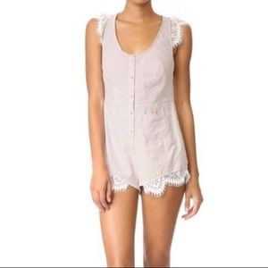 For Love and Lemons Pink and White Lace Romper